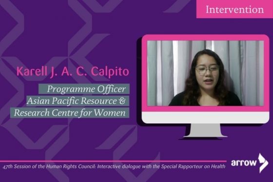ARROW’s Statement at HRC47: Interactive dialogue with the Special Rapporteur on Health
